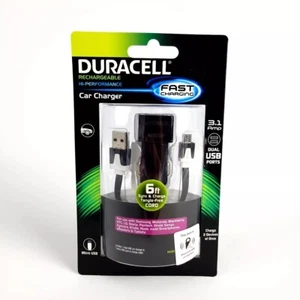 Duracell Car Charger w/ 6 ft Sync & Charge Cord 3.1 chargable performance - Picture 1 of 4