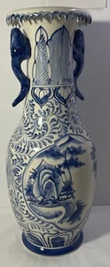 chinesische Vase groß Boden blau weiß hoch traditionelle Kunstgriffe - Bild 1 von 24