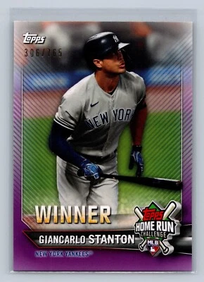 GIANCARLO STANTON 2021 TOPPS HOME RUN CHALLENGE HRW-22 PURPLE SP 306/765 YANKS - Image 1 of 2