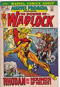 MARVEL PREMIERE feat WARLOCK #2 1972 RHODAN AND THE HOUNDS OF HELIOS en muy buen estado - Imagen 1 de 2