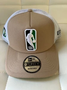 NBA Logoman Hat Boston Celtics 9Forty Adjustable New Era Cap Beige - Picture 1 of 10