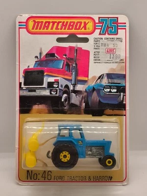 FORD TRACTOR & HARROW BLAU GELB MATCHBOX SUPERFAST #46 ENGLAND VON 1977 OVP BOX - Bild 1 von 4