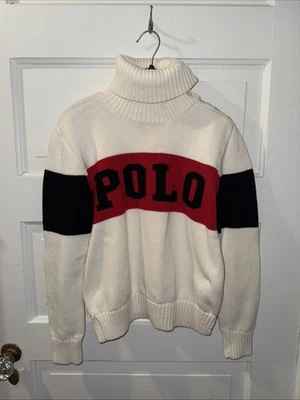 Polo Ralph Lauren XL Niñas Cuello Alto Suéter POLO Blanco Rojo Negro Usado en Excelente Condición Foto 1 de 4