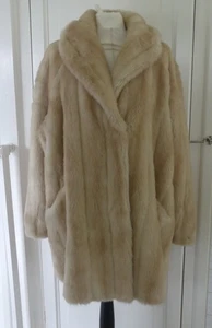 Debenhams NUAGE Cream Beige Lined Faux Fur Coat Jacket L UK 18 20 22 (50 in Ch) - Picture 1 of 4