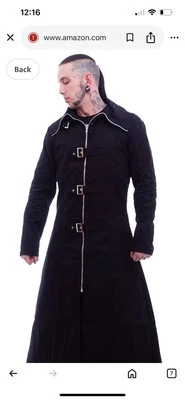 Necessary Evil Hombre Highwayman Abrigo Largo Completo con Capucha Hebillas Cremallera XXL Foto 1 de 4