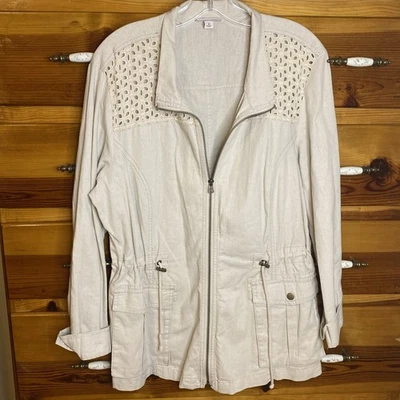 Chaqueta Gorpcore Vintage Vestido Granero Lino Algodón Talla XL Beige Safari Boho Y2K Foto 1 de 4