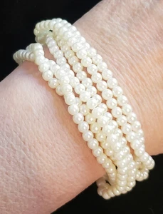 Napier Perlen Armband, 8,5" Kunstperlen Torsade Designer Vintage gbr-4 - Bild 1 von 5