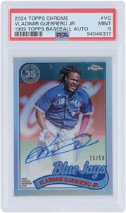 Vladimir Guerrero Jr Blue Jays Signed '24 Topps Chrome 89CBA-VG 15/50 PSA 9 Card - Picture 1 of 3