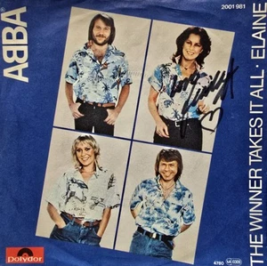 Original Anni-Frid/ABBA - Autogramm auf Single "THE WINNER TAKES IT" via venue - Bild 1 von 2