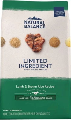 Ração de cachorro Natural Balance ingrediente limitado arroz integral e cordeiro 24 lb BB: 01/10/26 - Imagem 1 de 4