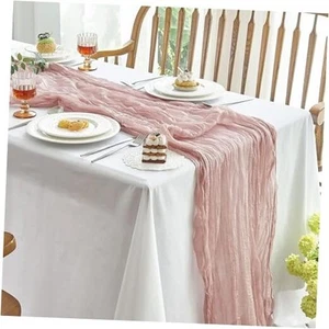2 Pcs Cheesecloth Table Runner - 10ft Boho Gauze Cheese 10FT*2PC Dusty Pink - Picture 1 of 7