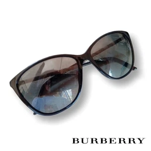 Burberry (Authentic) Black Oversized Check Print Polarized Round Sunglasses VGUC - Picture 1 of 10
