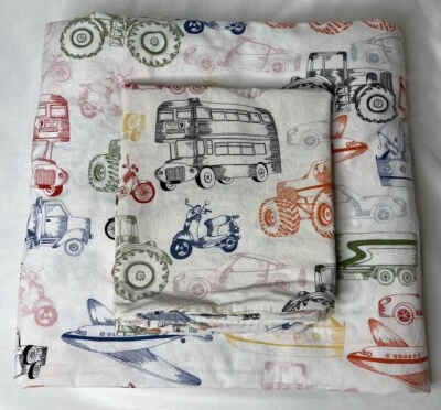 宜家 Ljudlig 双人被套和枕套车辆五颜六色的运输车 — 第 1/4 张图片