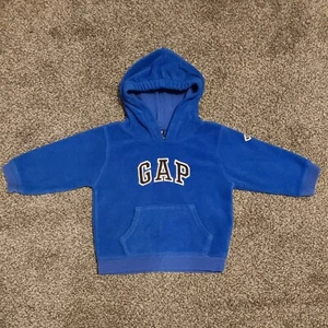 Gap Toddlers Boys 18-24 Months Blue Fleece Hoodie Spellout Embroidered - Picture 1 of 5