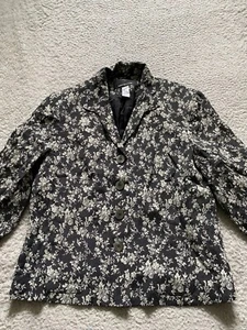 Jones New York Women Floral Long Sleeve Jacket Shoulder Pads Multicolor Size 12 - Picture 1 of 10