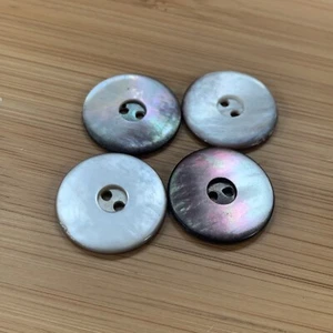 4 Antique Vintage Abalone Flat Shiny Shell 2 Hole Sewing Buttons 7/8” Lot A7 - Picture 1 of 4