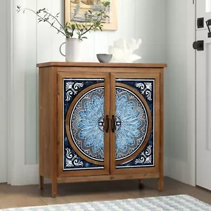 2 Doors Storage Cabinet Retro Buffet Sideboard Decorative Cabinet Accent Cabinet - Picture 1 of 8