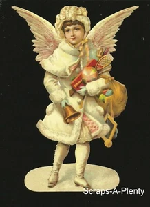 German Embossed Vintage Style Scrap Die Cut - Large Christmas Angels  BK5151 - Picture 1 of 1