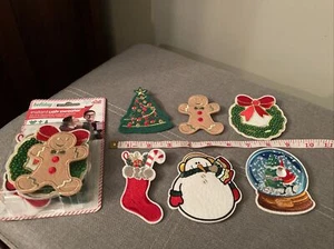 Instant Ugly Sweater 12 CHRISTMAS Decorative Pin Patches Tree Snowman Wreath - Picture 1 of 11