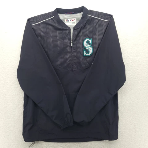 Seattle Mariners Mens Jacket Medium Blue 1/4 Zip MLB Baseball Windbreaker Cover