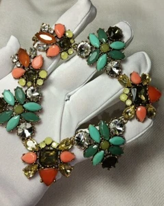 Stella & Dot Élodie Coral Green Multicolor Choker Necklace 20 In - Picture 1 of 13