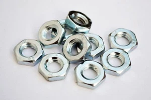 M10 Thin Half Lock Nuts Zinc & Clear DIN 439B - Picture 1 of 2