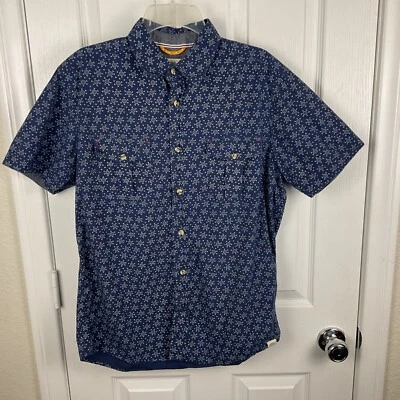 Free Planet Men’s Blue With Geometric Pattern Casual Short Sleeve Button Up L - Image 1 of 4