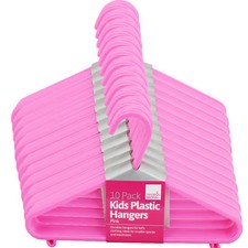 Childrens Kids Plastic Coat Hangers Coloured Baby Clothes Garment Trousers Pink