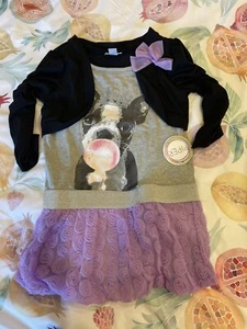 Big Girls Knit 3/4 Sleeve Bolero Shrug Sweater Purple Tutu Dress Sz 7/8 Medium - Picture 1 of 6