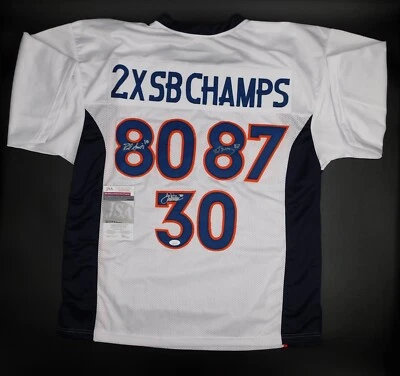 Terrell Davis Ed McCaffrey Smith Multi Signed Broncos SB Champs Jersey JSA COA - Image 1 of 4
