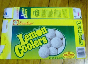 RARO Caja de galletas vintage de los años 90 SUNSHINE LEMON REFRIGERADORES envases de alimentos antiguos DULCES - Imagen 1 de 2