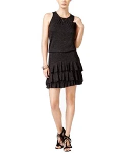 abito chelsea sky donna taglia media a strati con volant nero vendita al dettaglio $88,00 - Foto 1 di 3