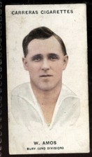 Tobacco Card, Carreras, FOOTBALLERS, 1934, W Amos, Bury, #3