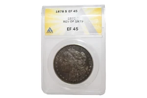 1878 Rückseite von 1879 Morgan Silber Dollar ANACS zertifiziert vz 45 extra feine Münze - Bild 1 von 4