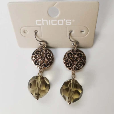 全新 Chicos 水晶珠吊坠耳环 礼物 时尚 女士 派对假日珠宝首饰 — 第 1/3 张图片