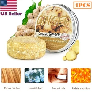 4× Ginger Hair Regrowth Shampoo Bar Rosemary Oil Hair Growth Soap Anti Hair Loss - Picture 1 of 13