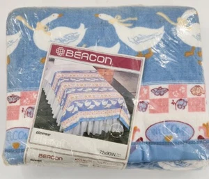 Vtg 90s BEACON GEESE BLANKET Twin Full 72" x 90" Nylon Trim New Acrylic Goose - Imagen 1 de 4