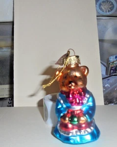 Vintage Ornament Pappa Bear Desk Shelf Christmas Tree Gift Glass Figurine Fable - Picture 1 of 3