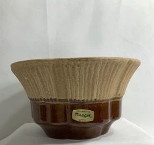 Haeger U.S.A. 156 Beautiful Glaze Brown/Rust Scallop Edge Planter-Bowl 8 Inches - Picture 1 of 9