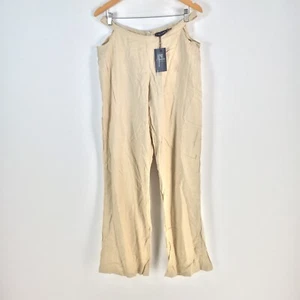 NEW Lioness womens dress pants size 12 wheat beige linen viscose cut out 081414 - Picture 1 of 11