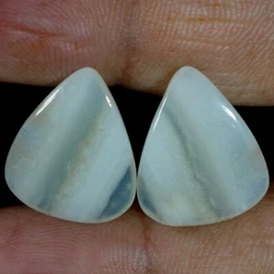18.30 ct Appealing Montana Agate Match Pair Loose Gemstone Pear Cabochon - Picture 1 of 6