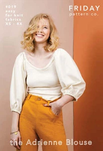 Adrienne Blouse - XS to 4X - Easy - Knit Fabrics - Friday Pattern Company - Picture 1 of 2