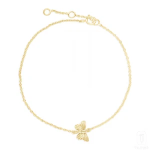 14K Solid Gold Unique Butterfly Charm Bracelet Handmade - The Jewelz - Picture 1 of 7