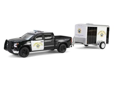 2023 Chevrolet Silverado w/ Trailer - CHP 1:64 Scale Model - Greenlight 32315C - Image 1 of 4