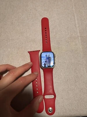 Apple Watch Series 7 41mm Stainless Steel  Ceramic Case With Original Red Band - Image 1 of 4