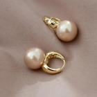 Pearl Studs Hoop Earrings Eardrop Minimalist Tiny Huggies Wedding Women Jewelry