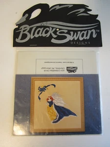 Black Swan Designs ANGEL ROSE IN WINTER Counted Cross Stitch Pattern Blue Gold - Picture 1 of 3