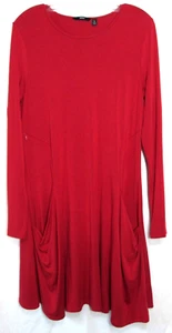 Vestido túnica de viaje Betabrand rojo manga larga cremallera bolsillo talla pequeña usado en excelente estado - Imagen 1 de 5
