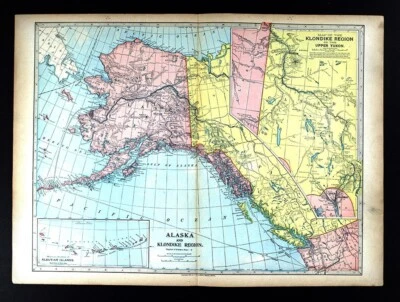 1899 Miller Map Alaska Canada Klondike Gold Rush Yukon Dawson Skagway Juneau - Image 1 of 4