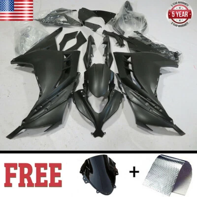 For Kawasaki Ninja 300 EX300 2013-2017 Matte Black Fairing Kit Injection Body US - Image 1 of 3